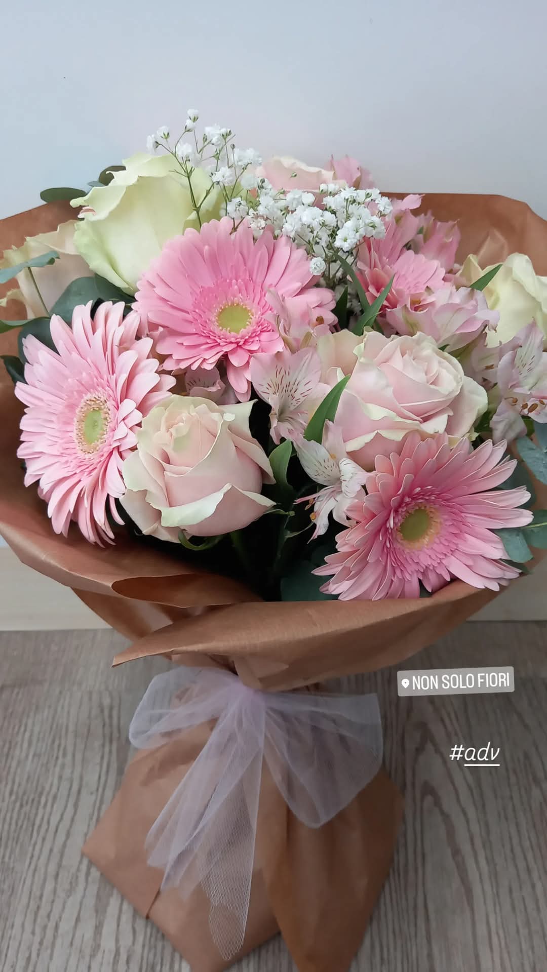 BOUQUET FIORI MISTI IN BIANCO E ROSA