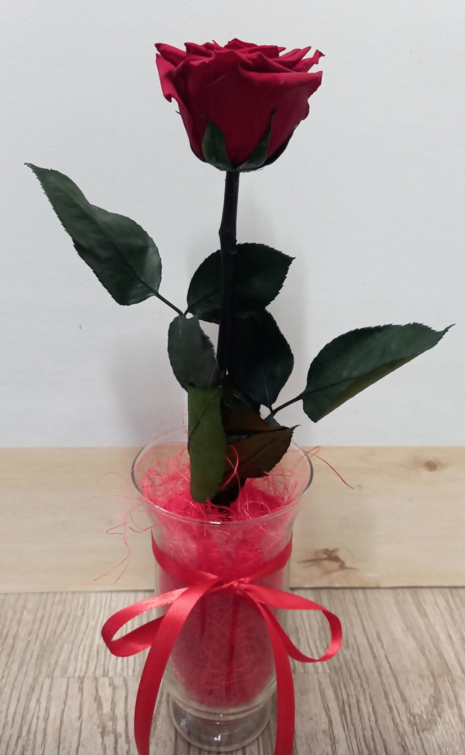 Rosa Rossa Stabilizzata 30 cm in Vasetto di Vetro
