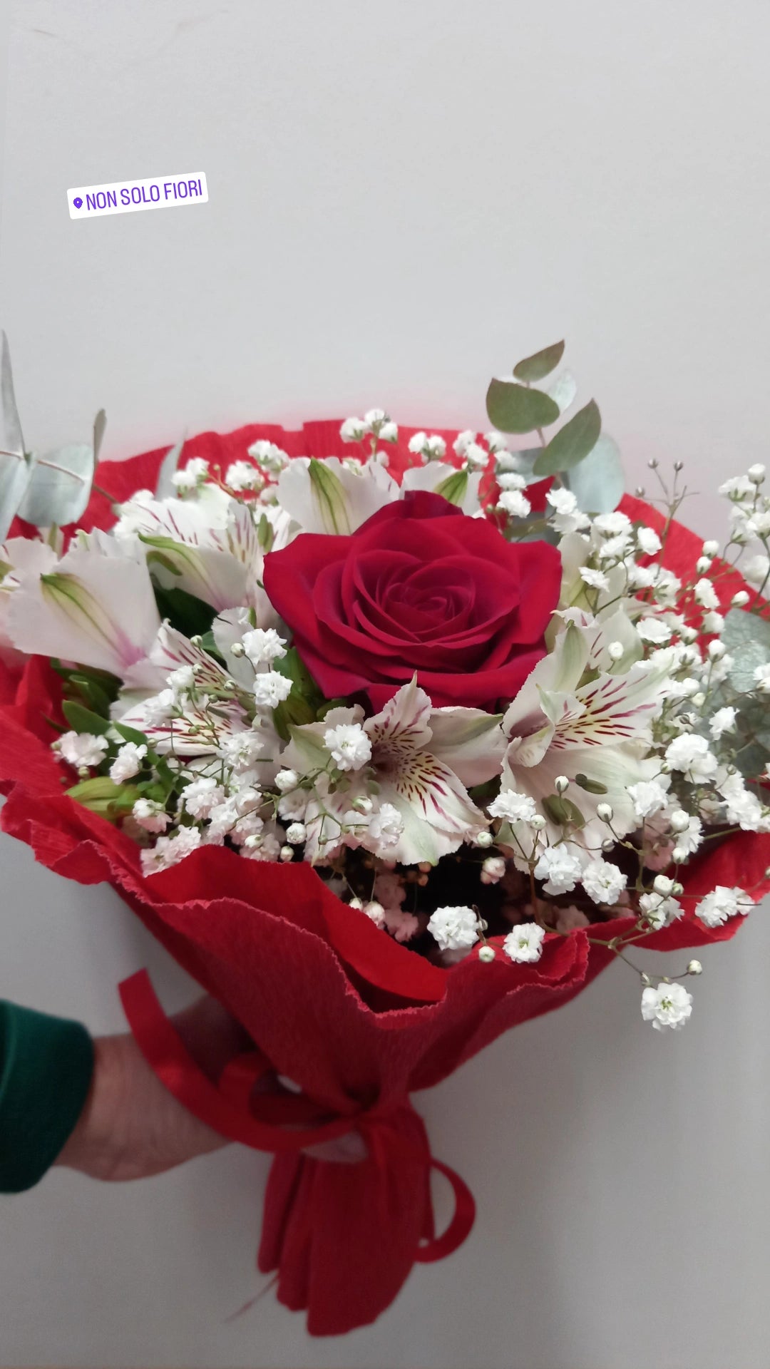 Bouquet Rosa Rossa e Fiori Bianchi – Eleganza e Amore
