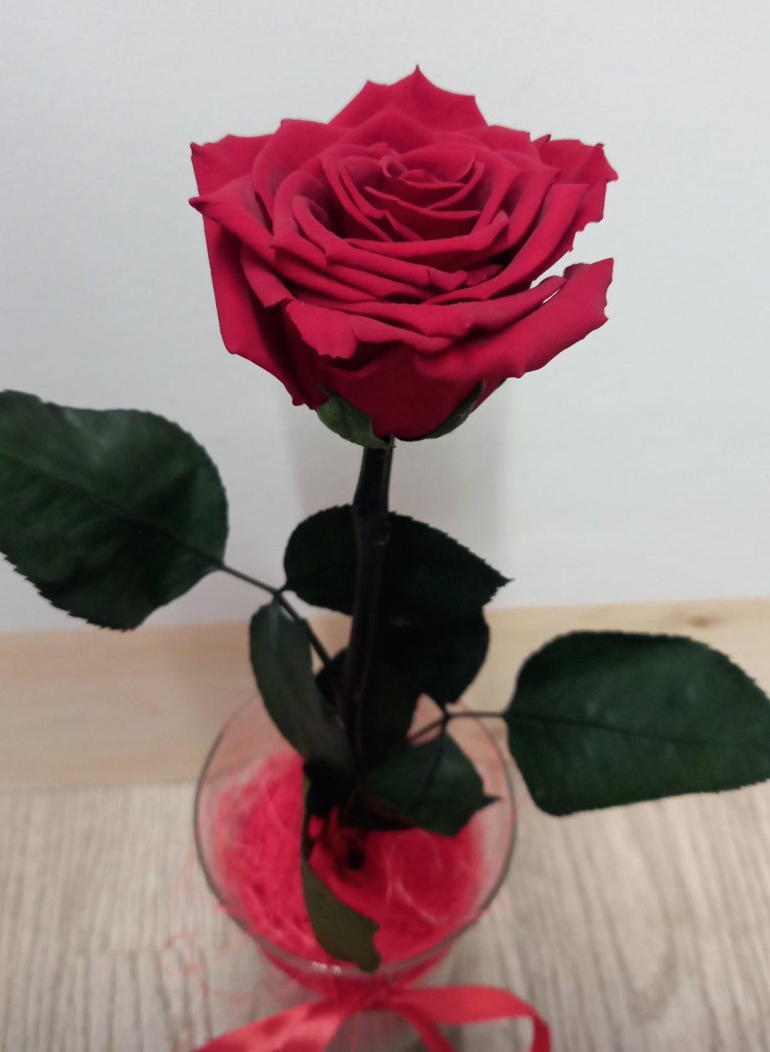 Rosa Rossa Stabilizzata 30 cm in Vasetto di Vetro